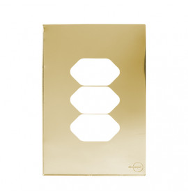 Placa p/ 3 Tomadas 4x2 - Novara Glass Dourado